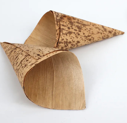 Eco Friendly Bamboo Leaf Disposable Serving Cone For Party Canape Snacks