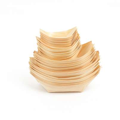 5inch Pine Wood Disposable Serving Cone Sushi Boat Serving Tray