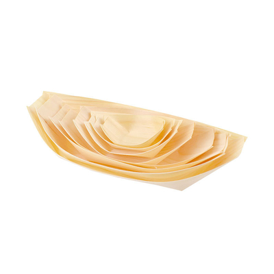 7inch Handmade Wood Disposable Serving Cone Sushi Food Boat For Dessert