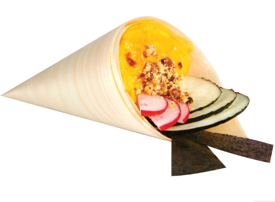Biodegradable Disposable Serving Cone Pine Wood Small Ice Cream Cones 120mm
