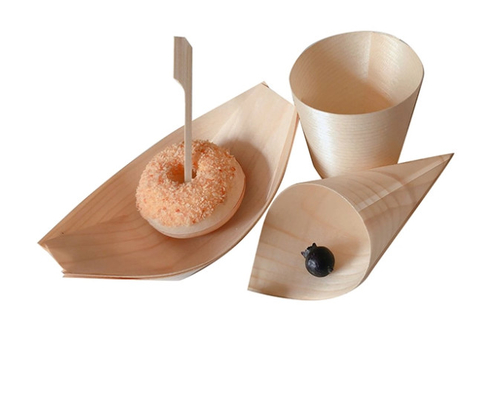 Biodegradable Disposable Serving Cone Pine Wood Small Ice Cream Cones 120mm