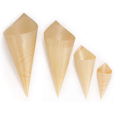 180mm Pine Biodegradable Sweet Disposable Serving Cone for Wood Ice Cream