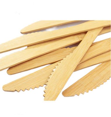 Biodegradable Disposable Bamboo Cutlery Knives Individually Wrapped 17CM