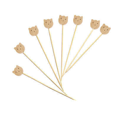 JFB Cat Wooden Decorative Bamboo Food Picks Forks For canape Fruit 100pcs/Pack