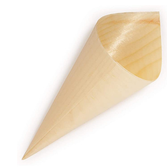 180mm Pine Biodegradable Sweet Disposable Serving Cone for Wood Ice Cream